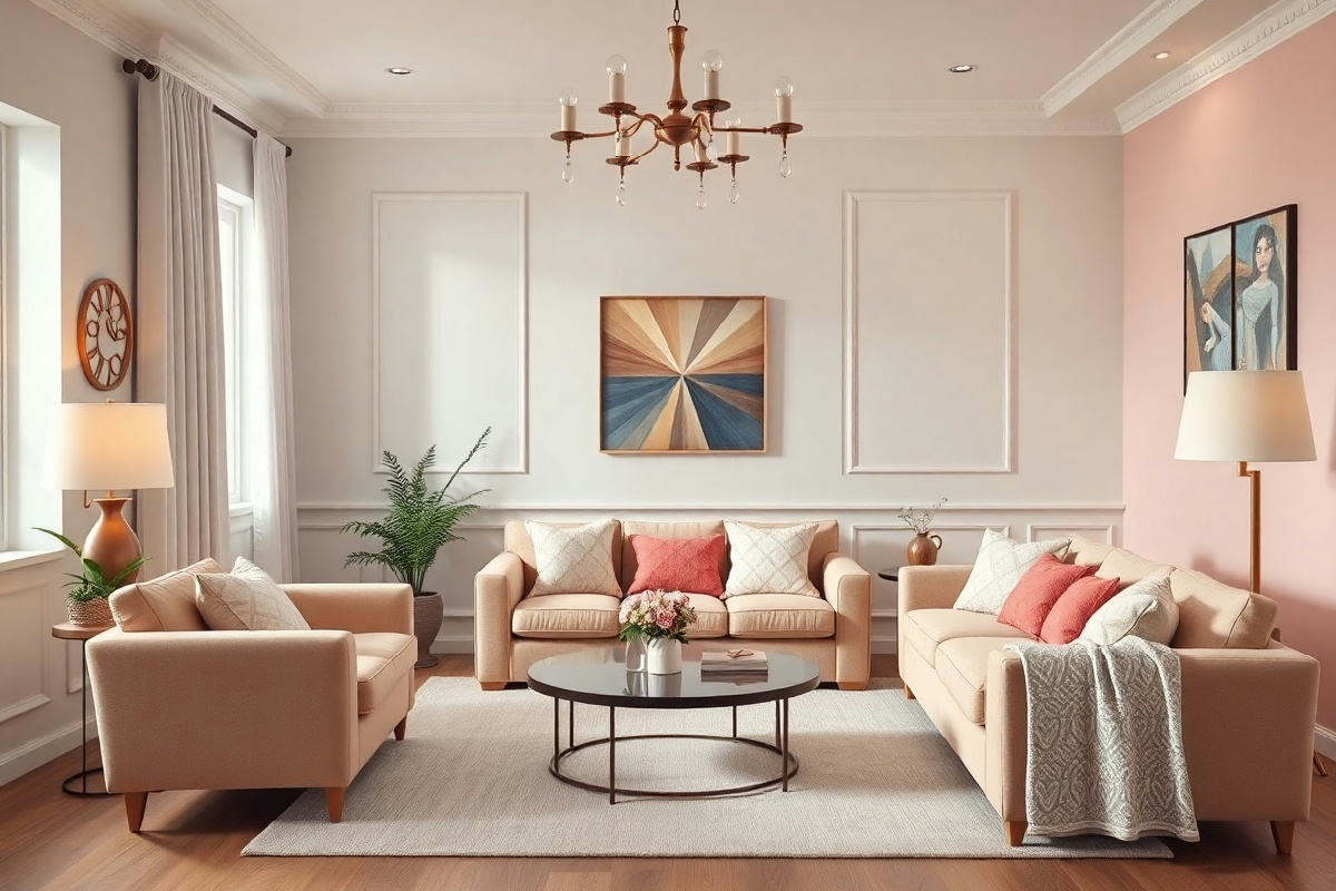 Quattro colori in armonia: segreti per un soggiorno pastello che incanta senza confondere